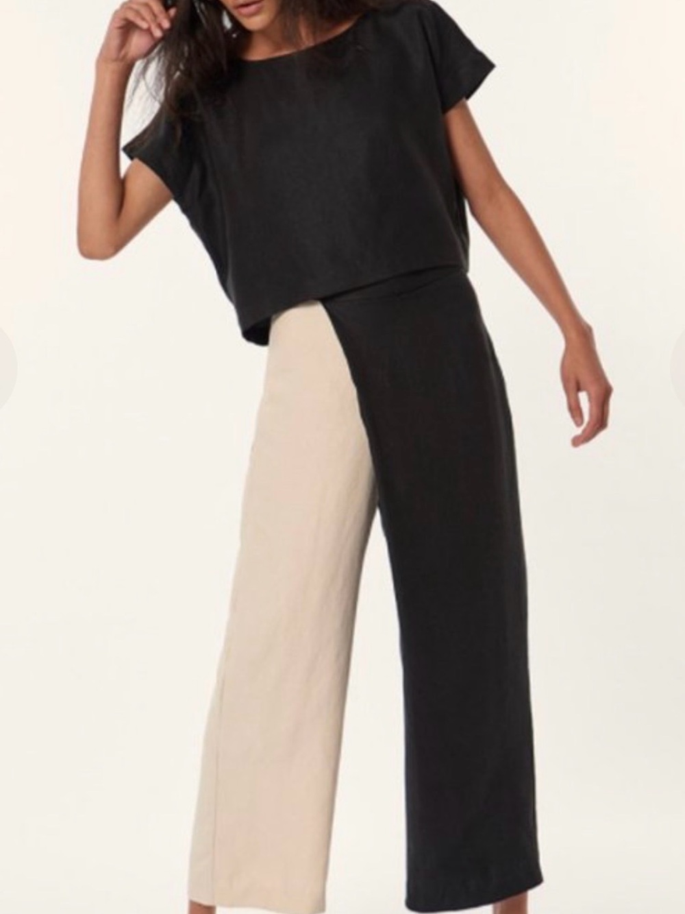 Mara Hoffman Two-Tone Wide Leg Pants - Black & Cream